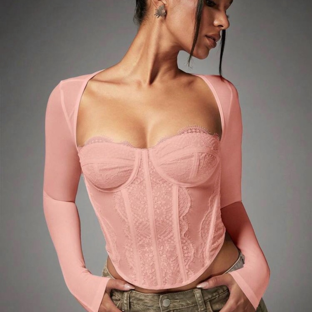 Pink Lace Bustier Top